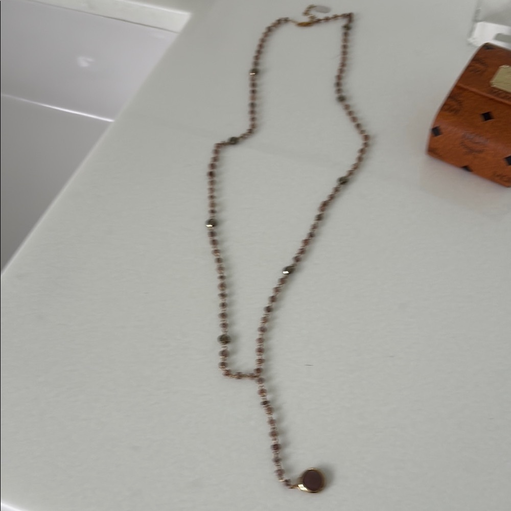MCM Gold and Brown Necklace with Beaded Elegance